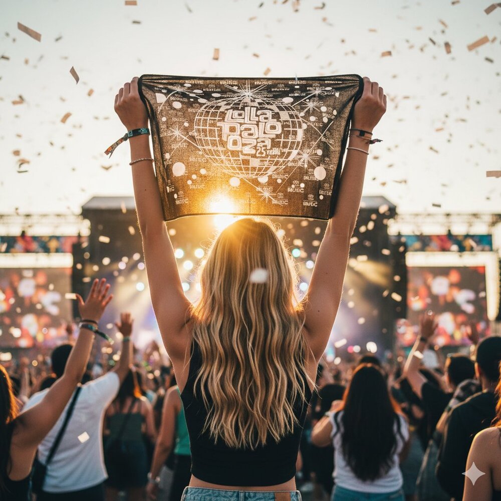 🎶 Lollapalooza 25th Anniversary Souvenir Bandana 2016 Festival 🎸